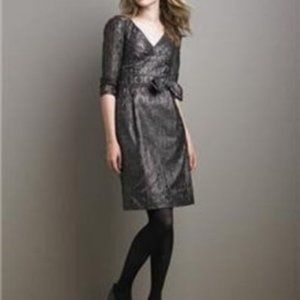 Marc by Marc Jacobs  Knee-Length Dress V-Neck Metallic Black Lace Bow Sz 2
